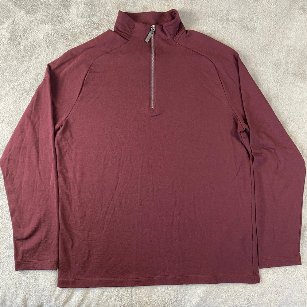 Banana Republic Quarter Zip Merino Wool Pullover Mens XL Burgundy Performance